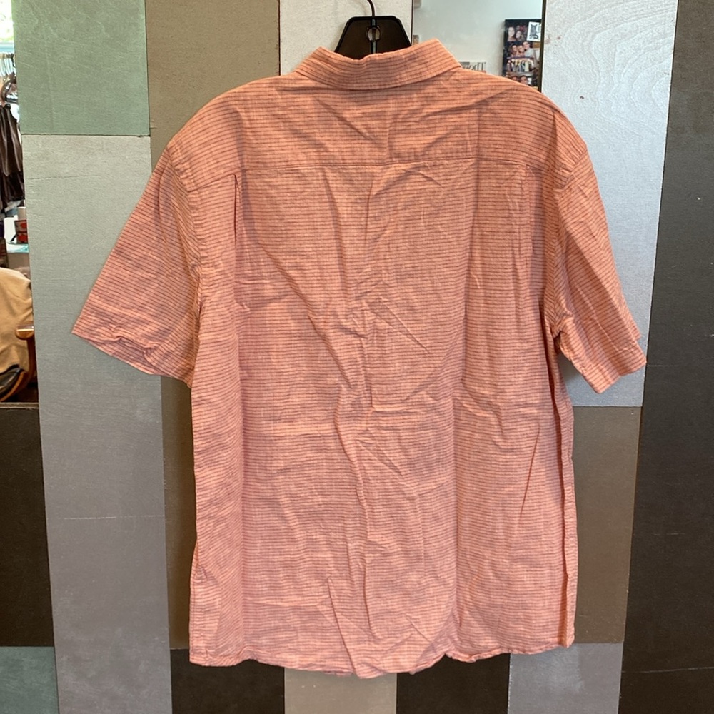 Men's Linen-Blend Casual Button-Down Shirt in Red - Picture 3 of 6